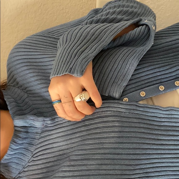 Blue button up turtle necksweater - Picture 7 of 7